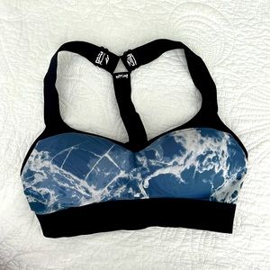PINK Victoria’s Secret medium blue white and black sports bra